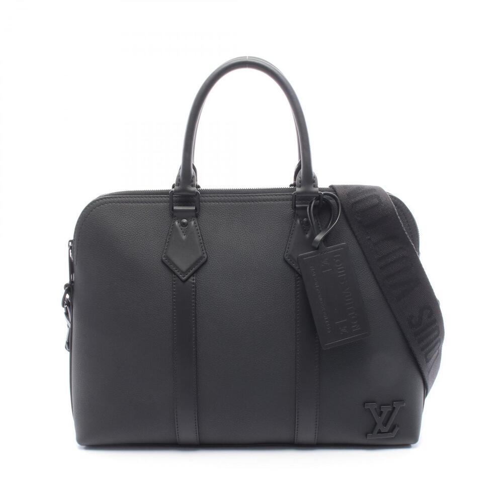 Louis Vuitton Takeoff Briefcase Business Bag Leather Aerogram Black